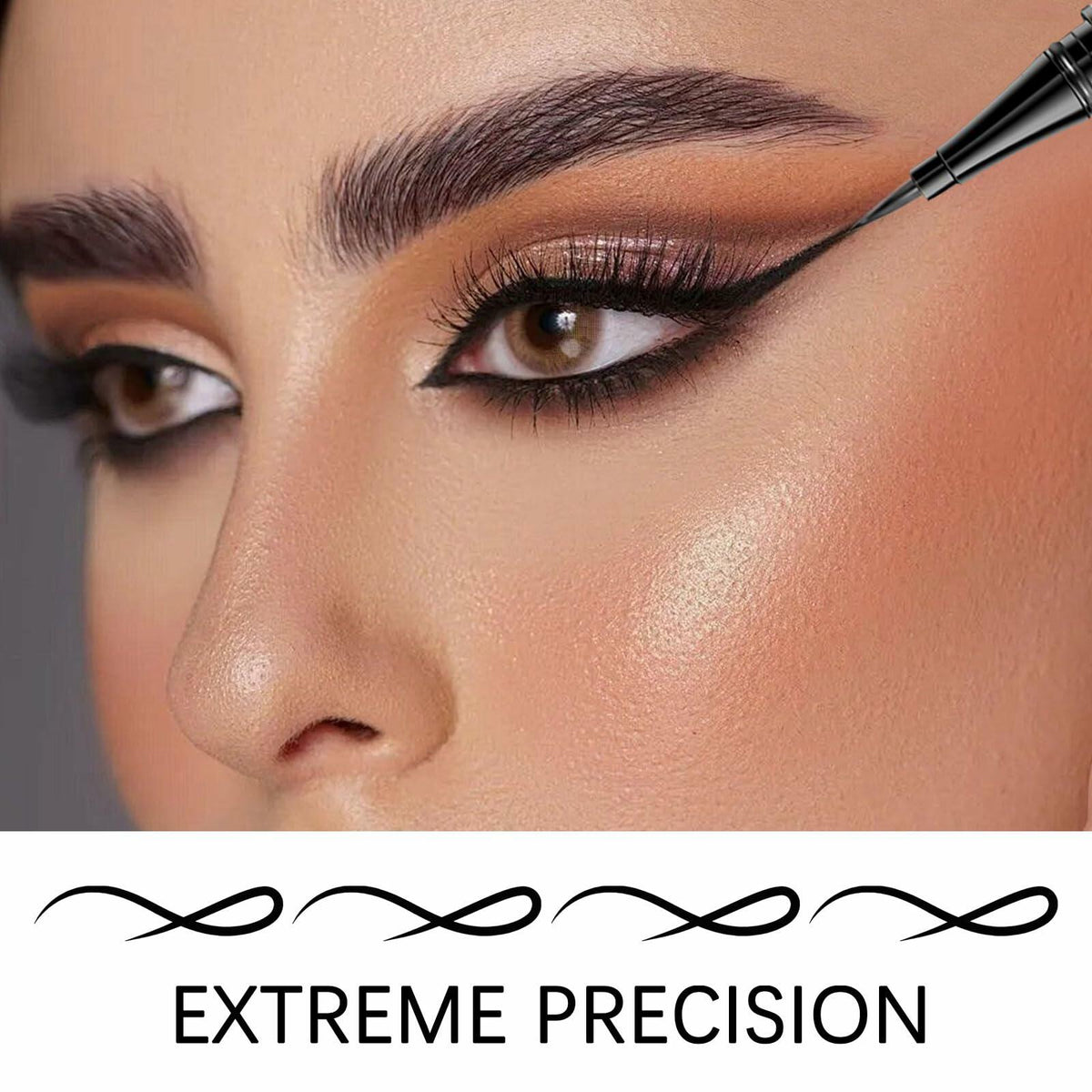 Delineador de ojos líquido impermeable QueenDairy, punta de pincel fino, negro intenso, 1 fl oz, 01#