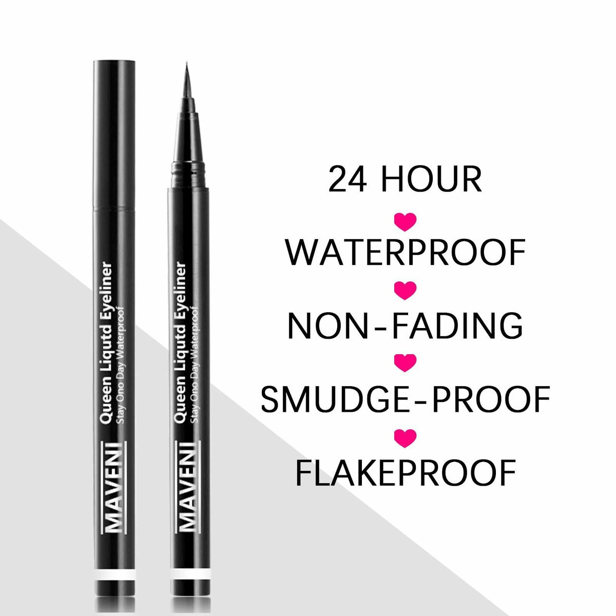 Delineador de ojos líquido impermeable QueenDairy, punta de pincel fino, negro intenso, 1 fl oz, 01#