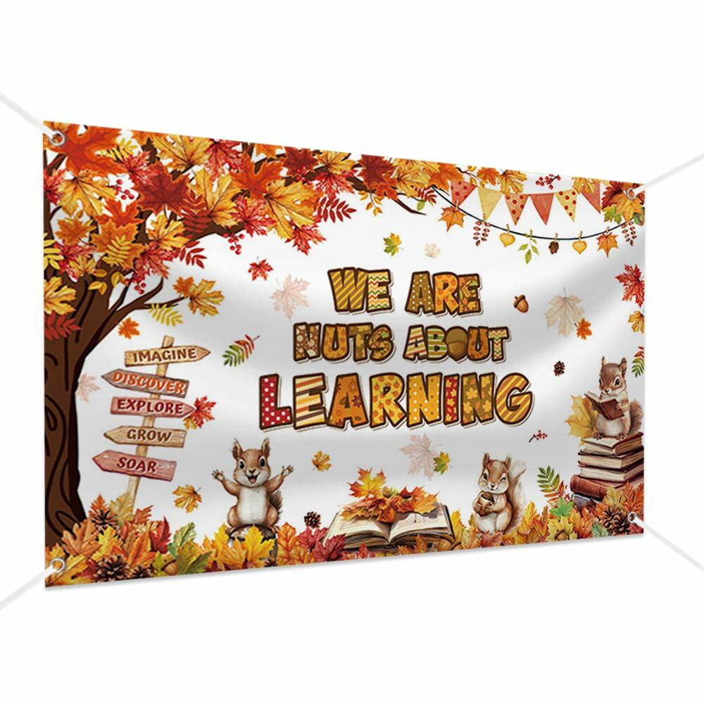 Fondo MEHOFOND "Fall in Love with Learning" otoño calabaza arce 6x3.6 pies naranja