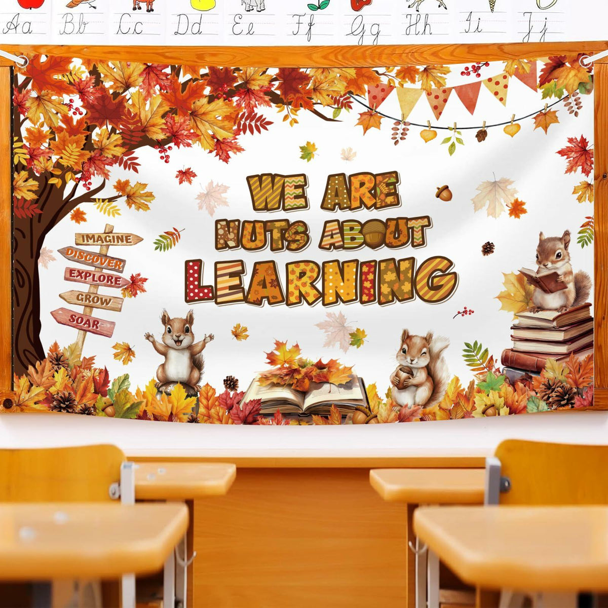 Fondo MEHOFOND "Fall in Love with Learning" otoño calabaza arce 6x3.6 pies naranja