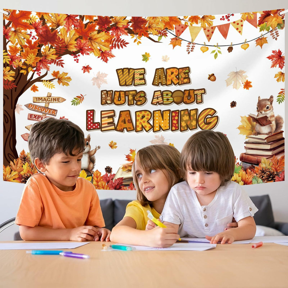 Fondo MEHOFOND "Fall in Love with Learning" otoño calabaza arce 6x3.6 pies naranja