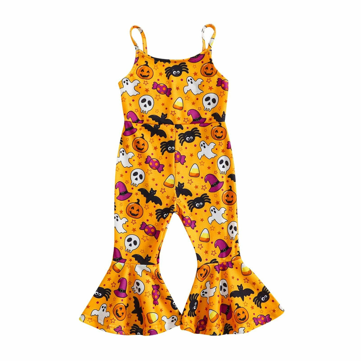 Mameluco de calabaza y araña de Halloween para niñas pequeñas Guodeunh, color naranja, talla 4-5T