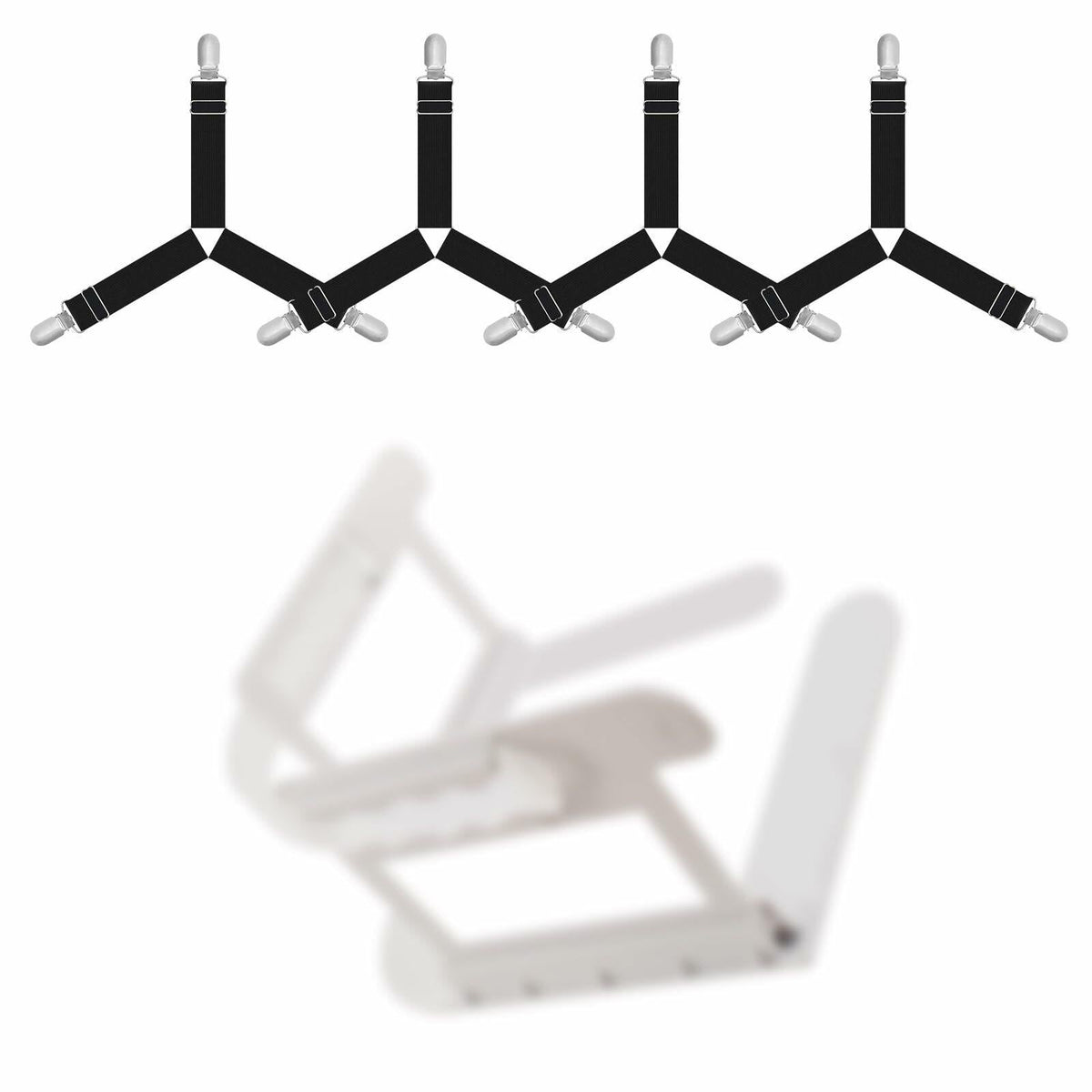 Correas de sujeción para sábanas Heuihm, 4 piezas, tiras de bloqueo, se adaptan a todos los colchones, color blanco, tamaño mediano