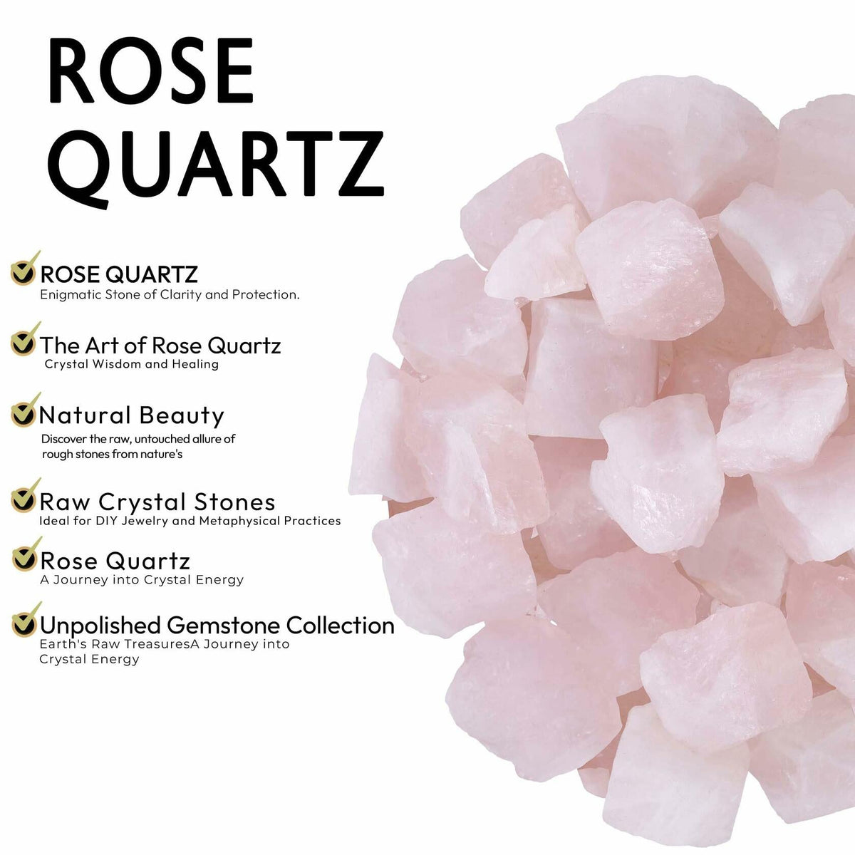 Piedras curativas de cuarzo rosa en bruto, 1/2 lb, cristales rosas sin pulir al por mayor