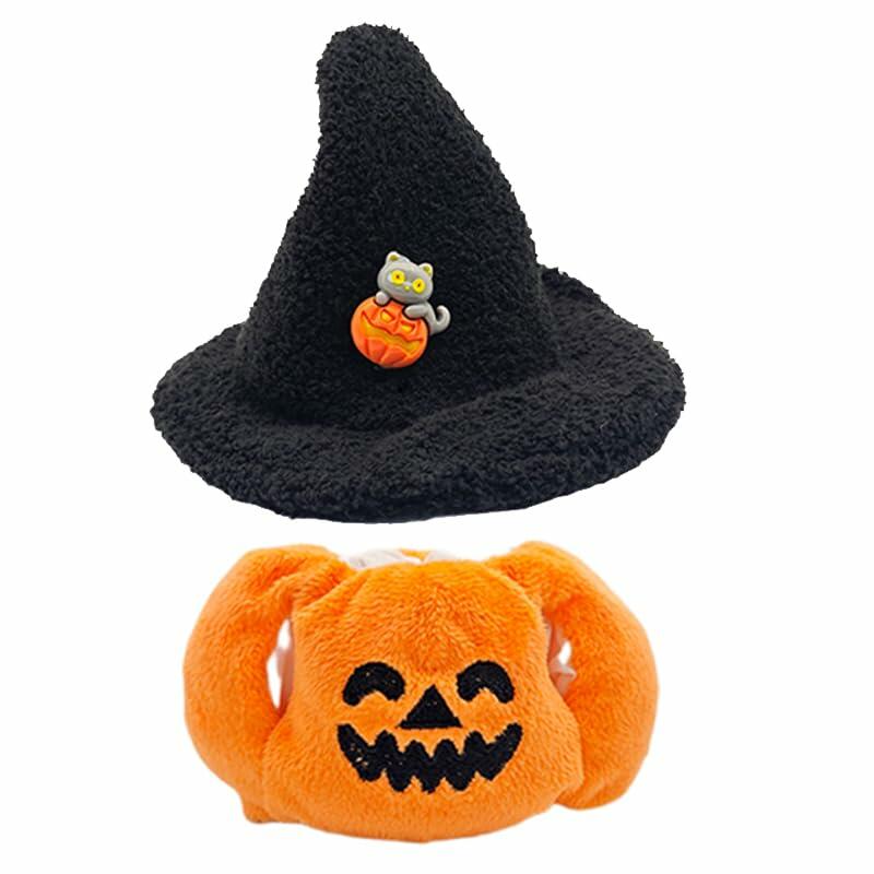 Conjunto de gorro y peto de Halloween Holydeck naranja y negro para muñeca de 17 cm, tamaño 17 cm