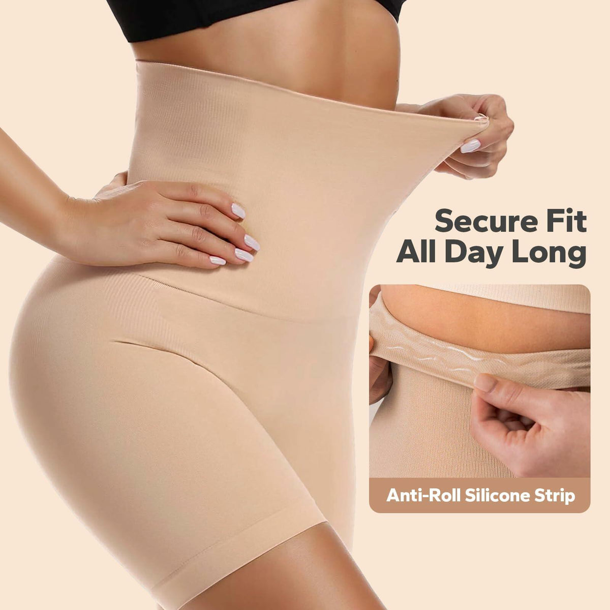 Pantalones cortos moldeadores de cintura alta ShaperSwan, control de abdomen y realce de glúteos, color nude, talla M/L
