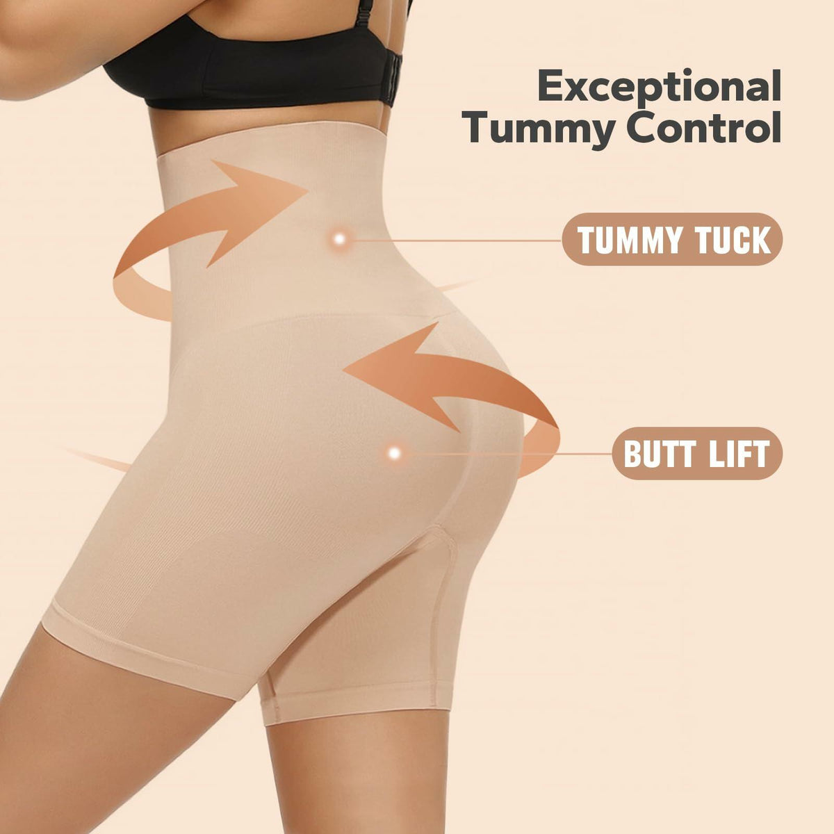 Pantalones cortos moldeadores de cintura alta ShaperSwan, control de abdomen y realce de glúteos, color nude, talla M/L