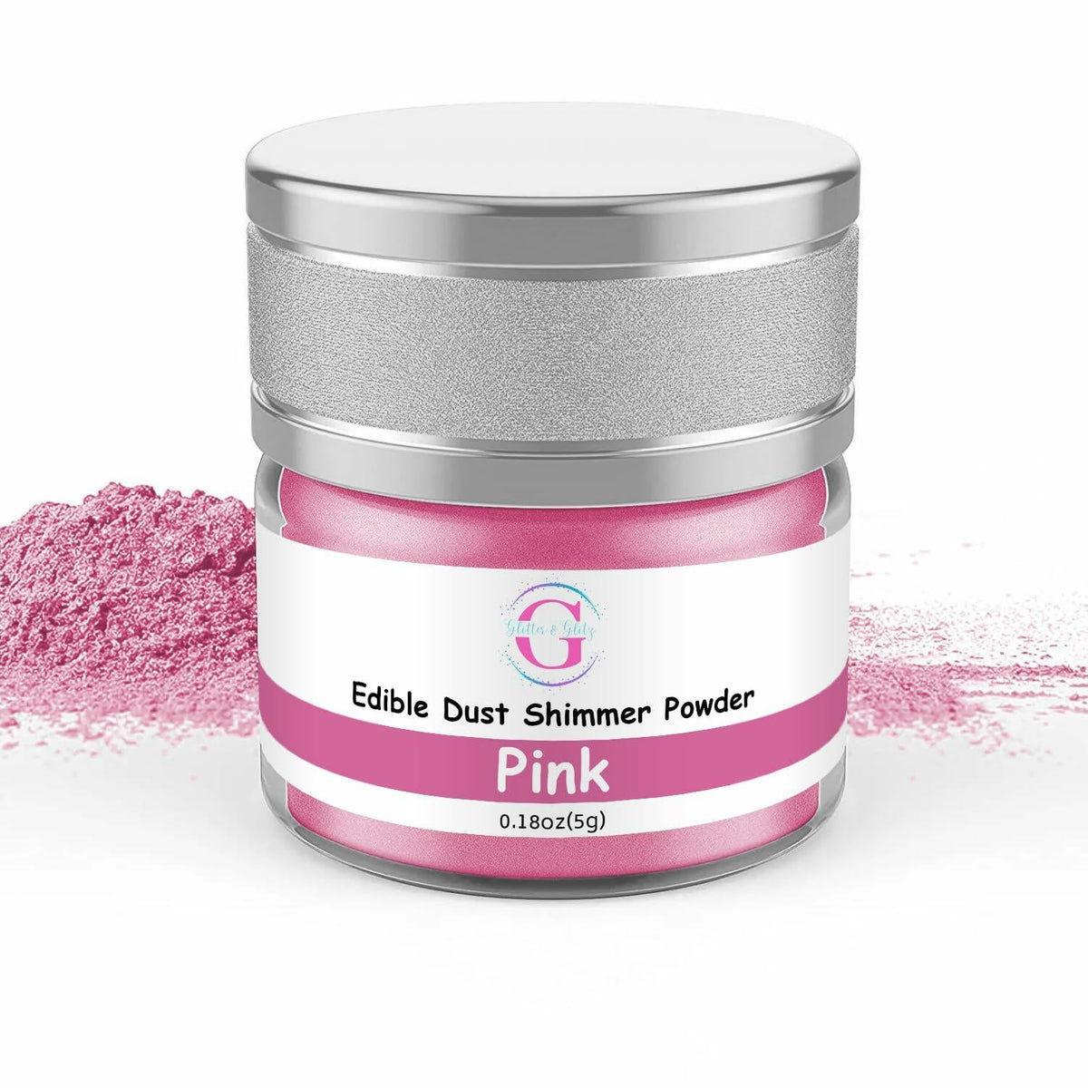 Purpurina comestible para bebidas Glitter & Glitz, polvo brillante rosa, 5 g, para cócteles y repostería