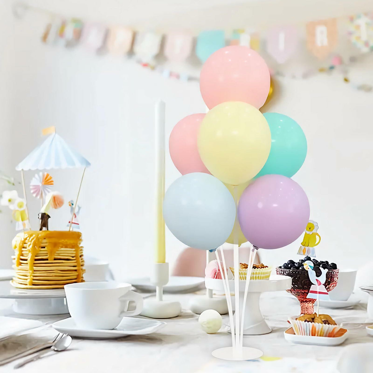 SINBEE Kit de 6 sets de arco de globos con base y varillas para fiesta de cumpleaños