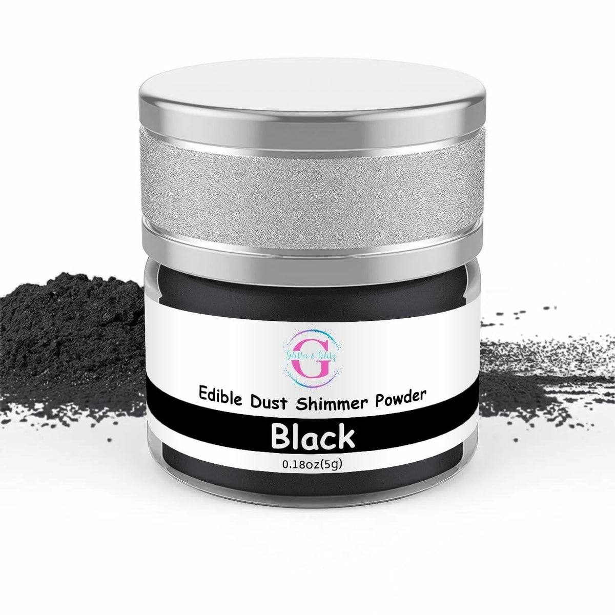 Purpurina comestible para bebidas Glitter & Glitz, polvo brillante negro, 5 g, para cócteles y repostería