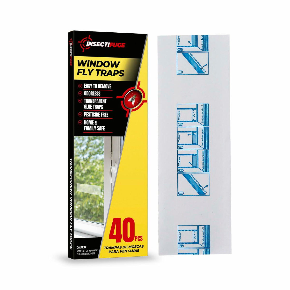 Insecticida 40 piezas trampas adhesivas blancas para moscas de la fruta para interiores, tiras para ventanas