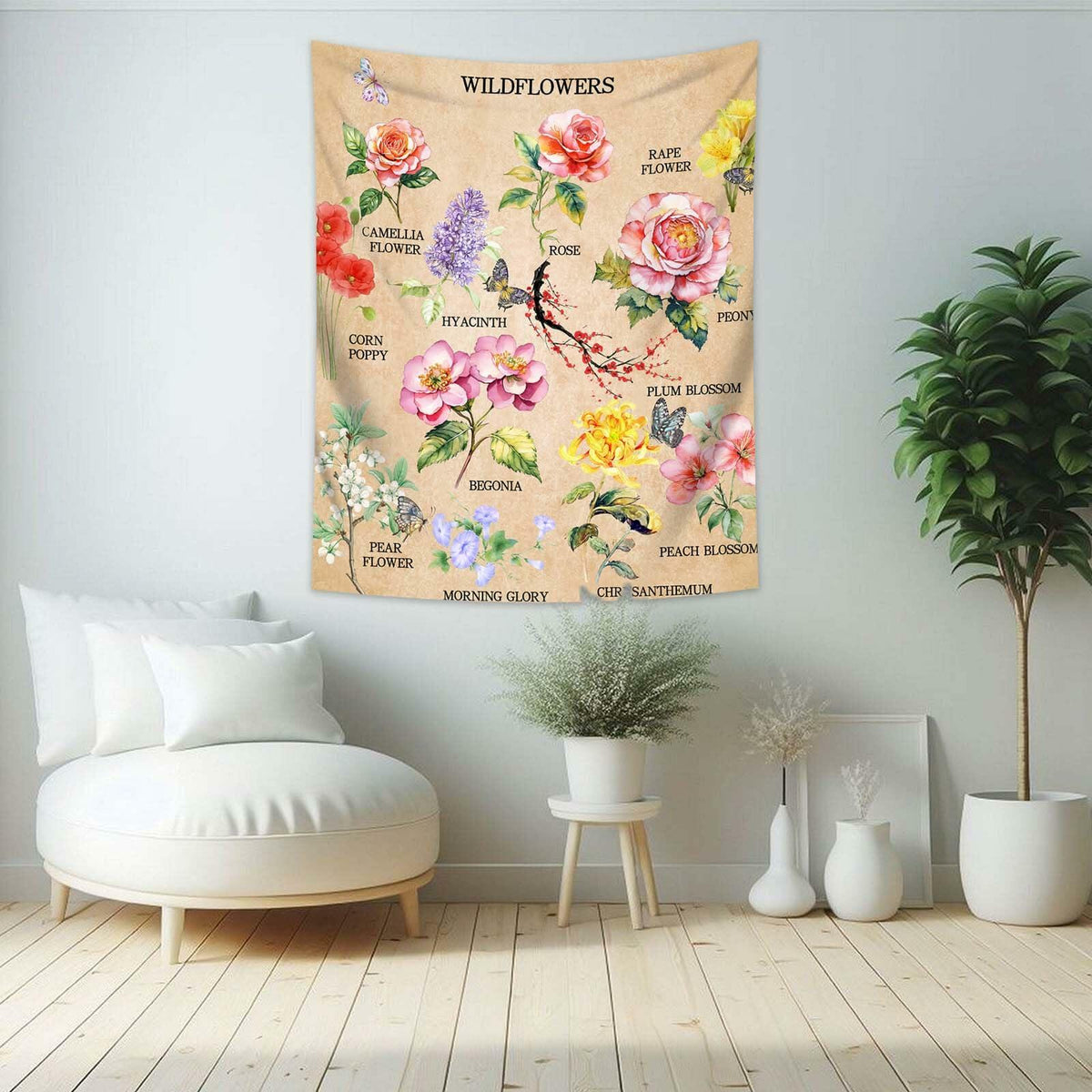 Tapiz decorativo de pared vintage con diseño floral dueeia 51.2x59.1 poliéster E