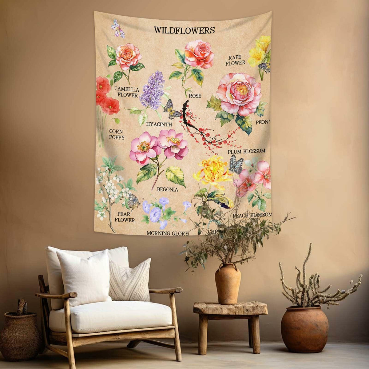 Tapiz decorativo de pared vintage con diseño floral dueeia 51.2x59.1 poliéster E