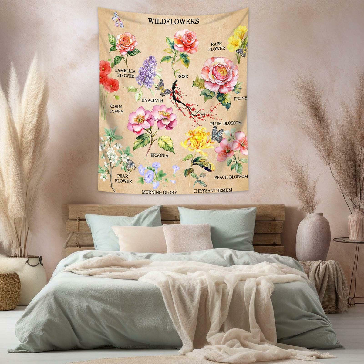 Tapiz decorativo de pared vintage con diseño floral dueeia 51.2x59.1 poliéster E