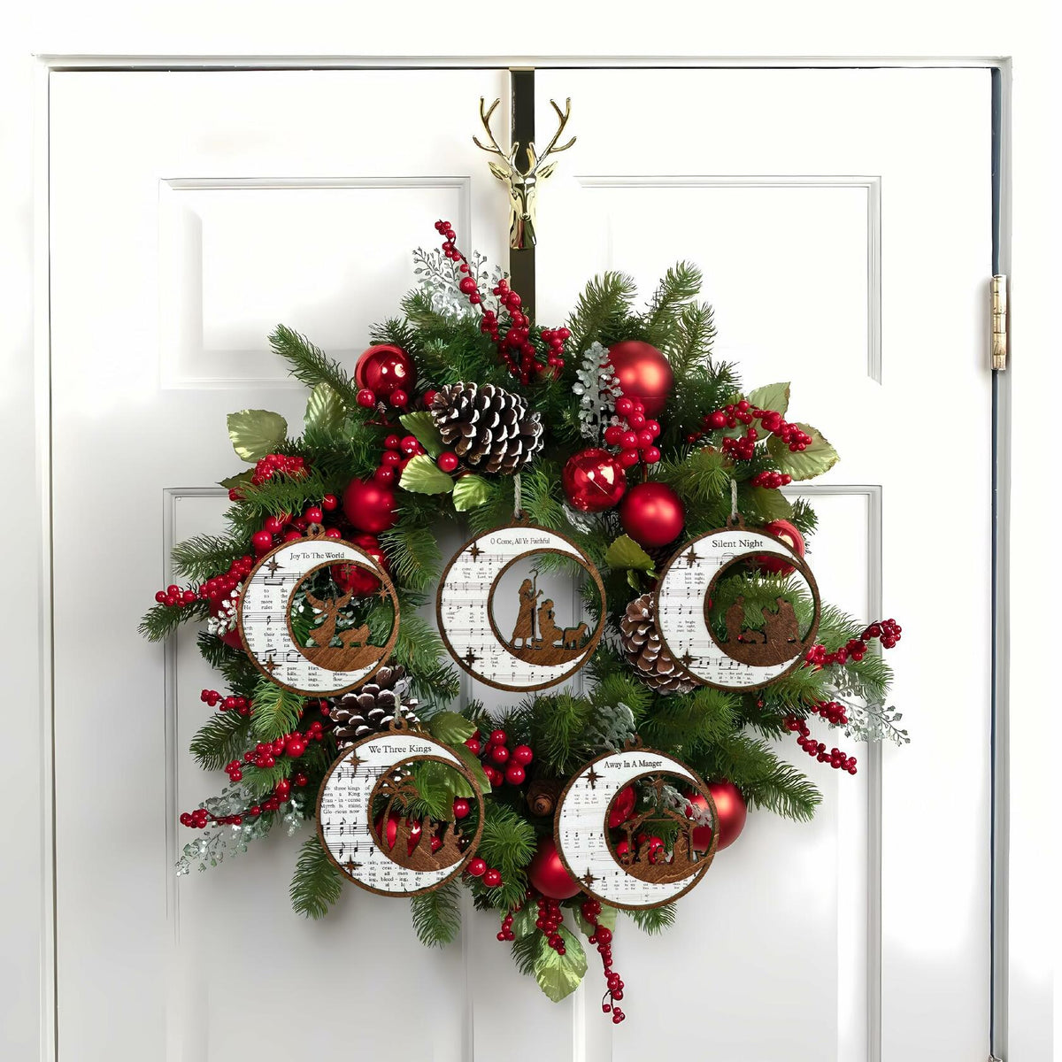 Set de 5 adornos navideños de nacimiento SOLMAYCO, decoraciones religiosas de madera