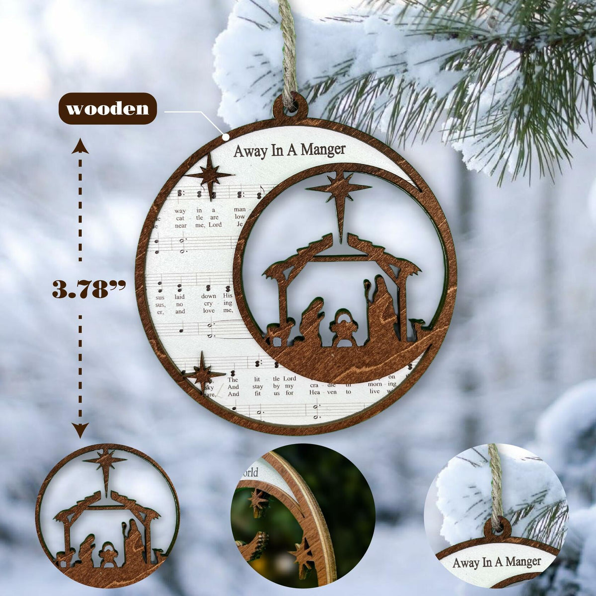 Set de 5 adornos navideños de nacimiento SOLMAYCO, decoraciones religiosas de madera