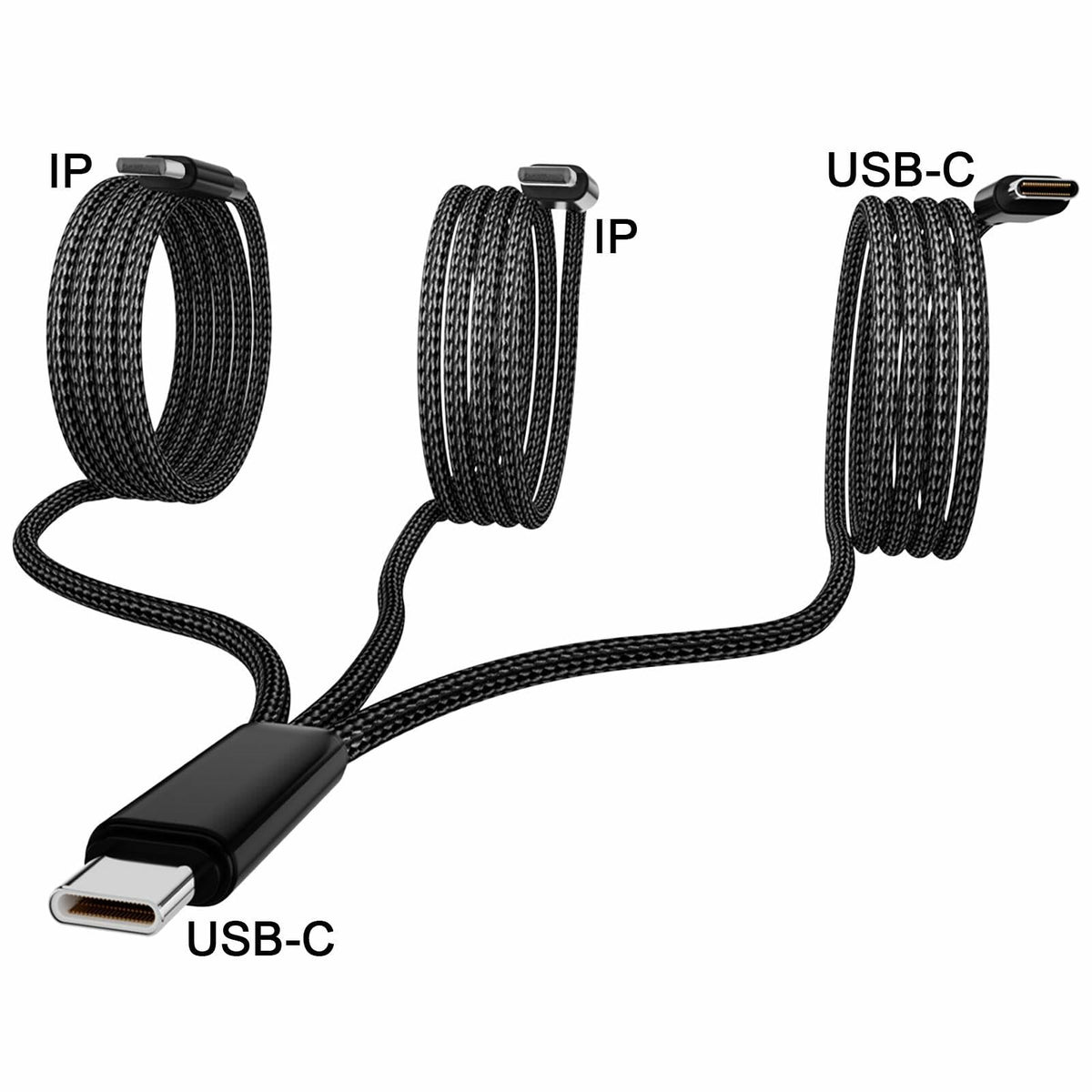 Cable de carga 3 en 1 USB-C Wosixima de 1.2 metros, negro, para iPhone 16/15 Pro Max y Samsung