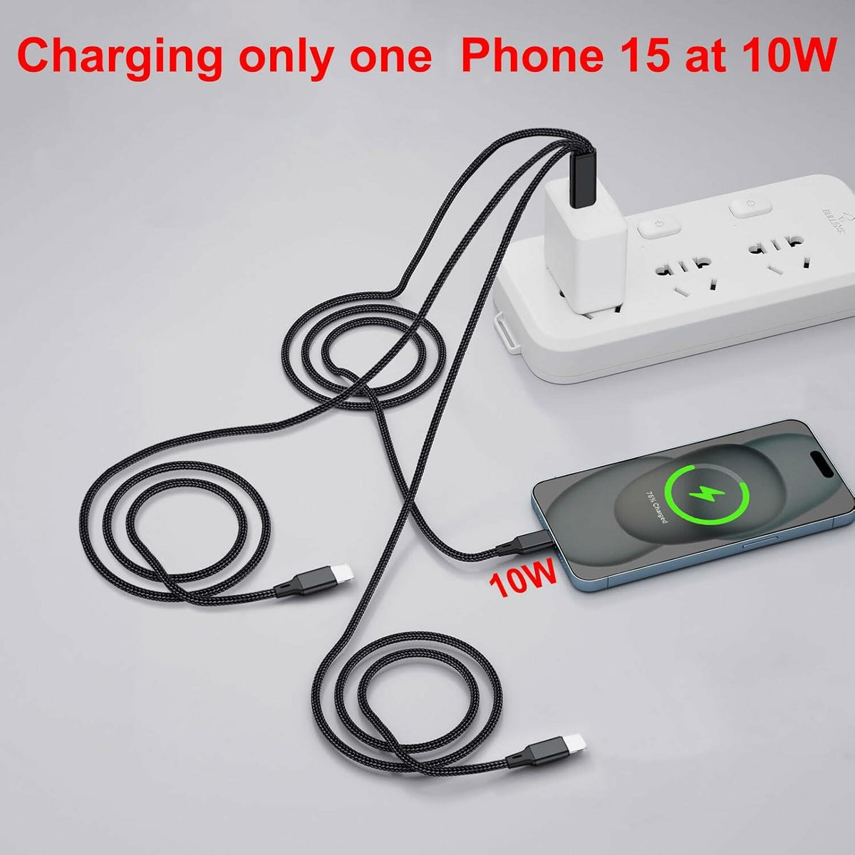 Cable de carga 3 en 1 USB-C Wosixima de 1.2 metros, negro, para iPhone 16/15 Pro Max y Samsung