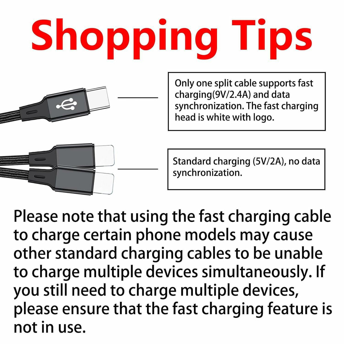 Cable de carga 3 en 1 USB-C Wosixima de 1.2 metros, negro, para iPhone 16/15 Pro Max y Samsung