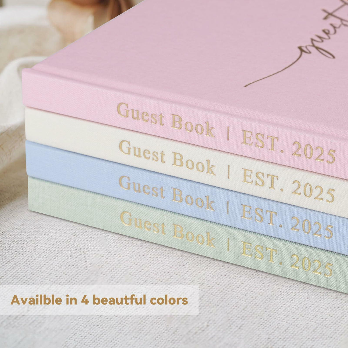 1DOT2 Wedding Guest Book 2025 Linen Photo Beige 100 Pages Acid Free Paper