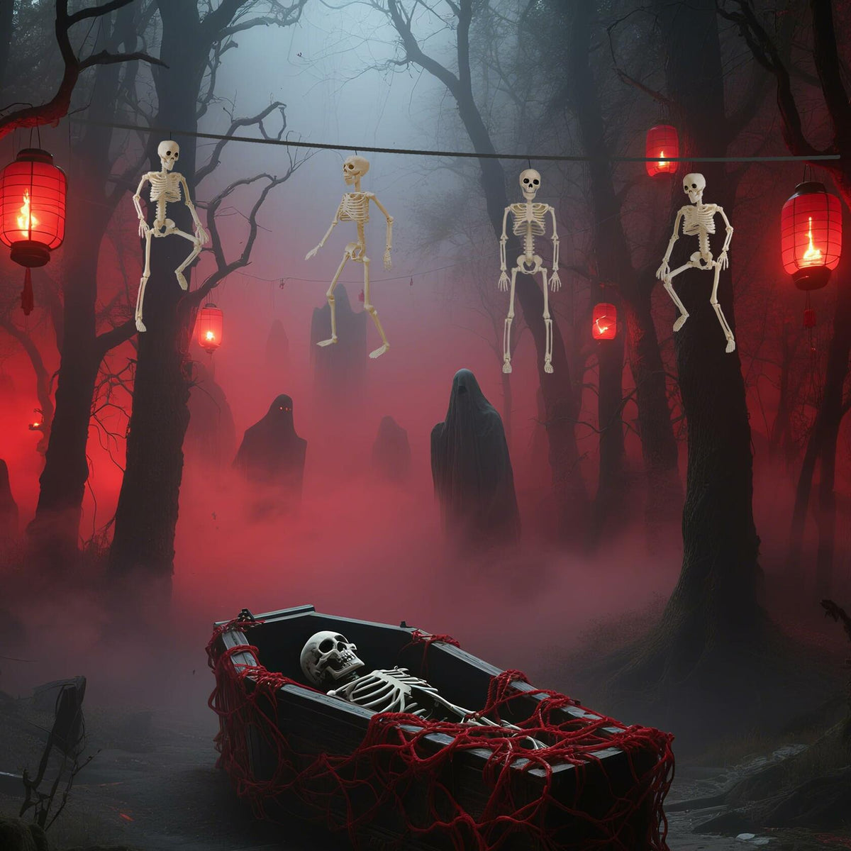 GONOSEED 5 piezas esqueletos de Halloween articulados de 16 pulgadas, decoración colgante de plástico