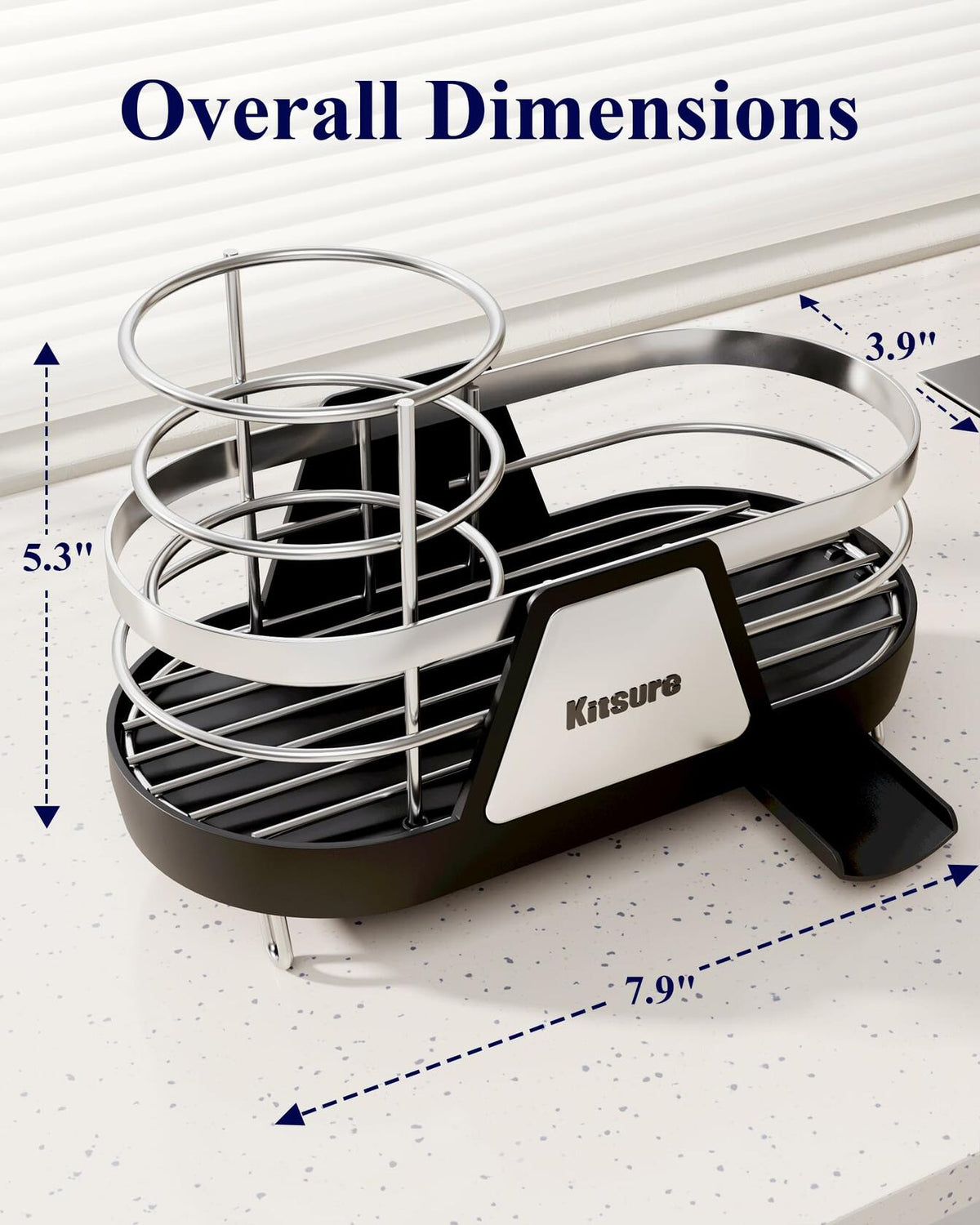 Organizador de esponja para fregadero de cocina Kitsure, metal resistente al óxido, negro, 7.9x3.9x5.3