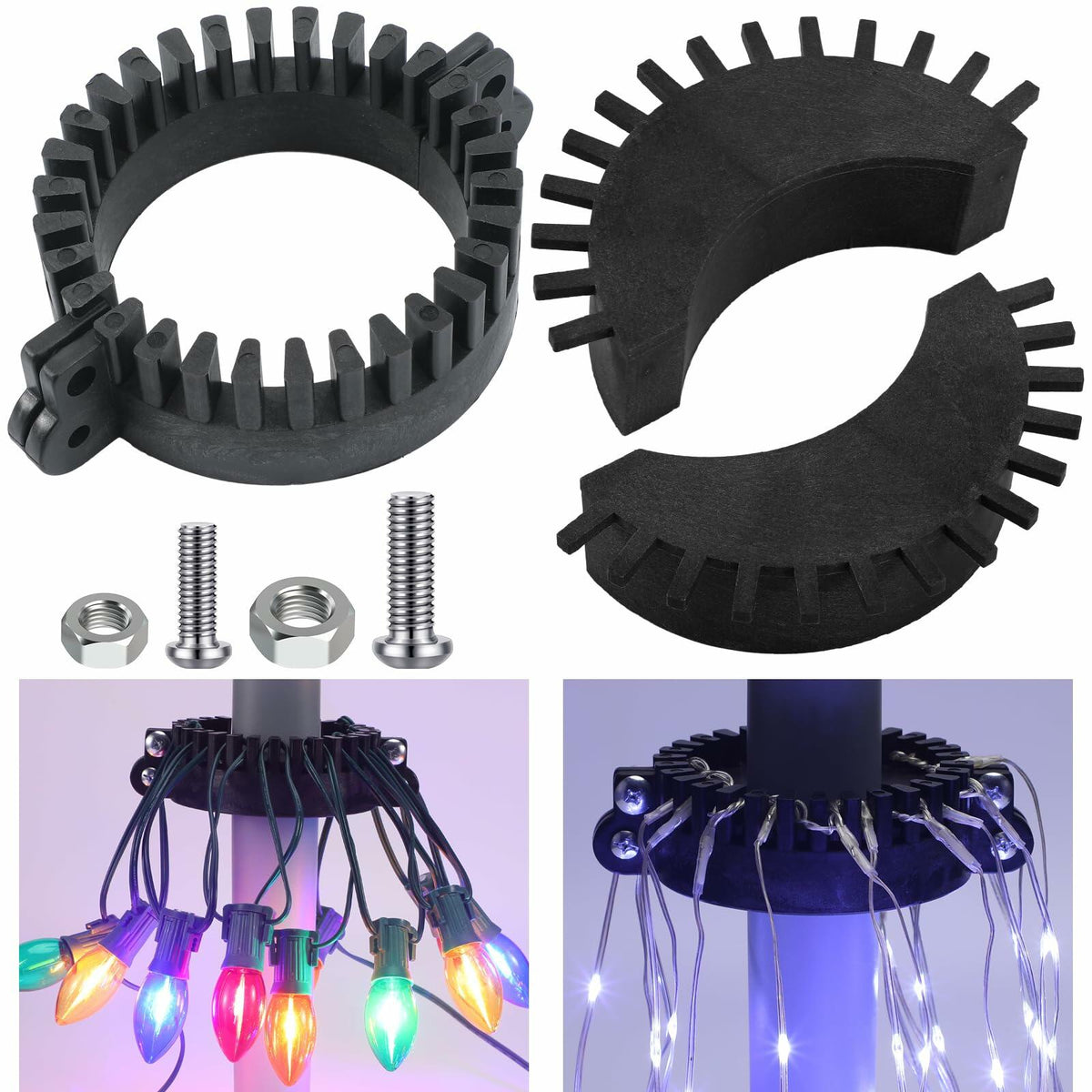 Gancho de luz para asta de bandera de árbol de Navidad Mega Topper de Menkxi, dorado, 7x5x1.75 pulgadas
