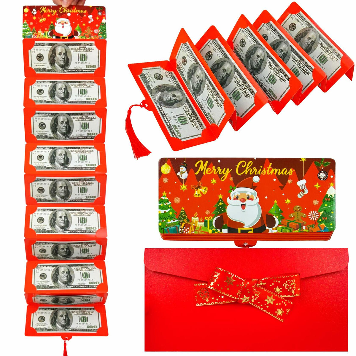 Sobres para dinero de regalo de Navidad EASTVIO, rojos, con 10 ranuras