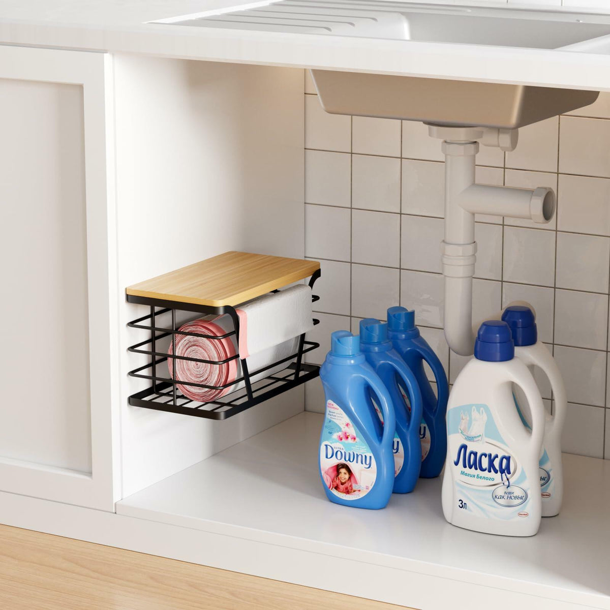 TIDIIABODE Soporte para bolsas de supermercado para pared de acero inoxidable negro, 1 unidad