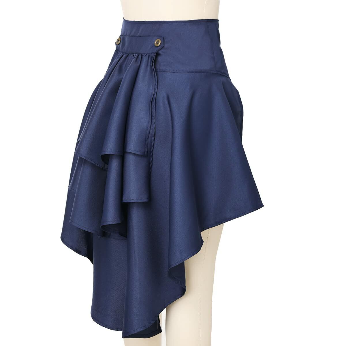 Falda corsé de pirata con volantes Steampunk de COSDREAMER, cinturón, azul, talla XL