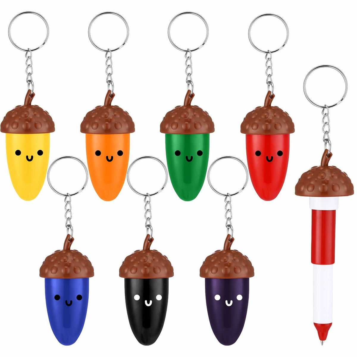 Sayglossy - Bolígrafos retráctiles de dibujos animados con forma de mini bellota, 21 unidades, a granel, diseño otoñal y adorable