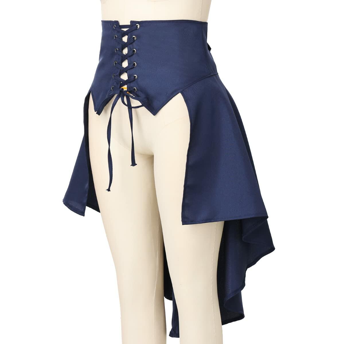 Falda corsé de pirata con volantes Steampunk de COSDREAMER, cinturón, azul, talla XL