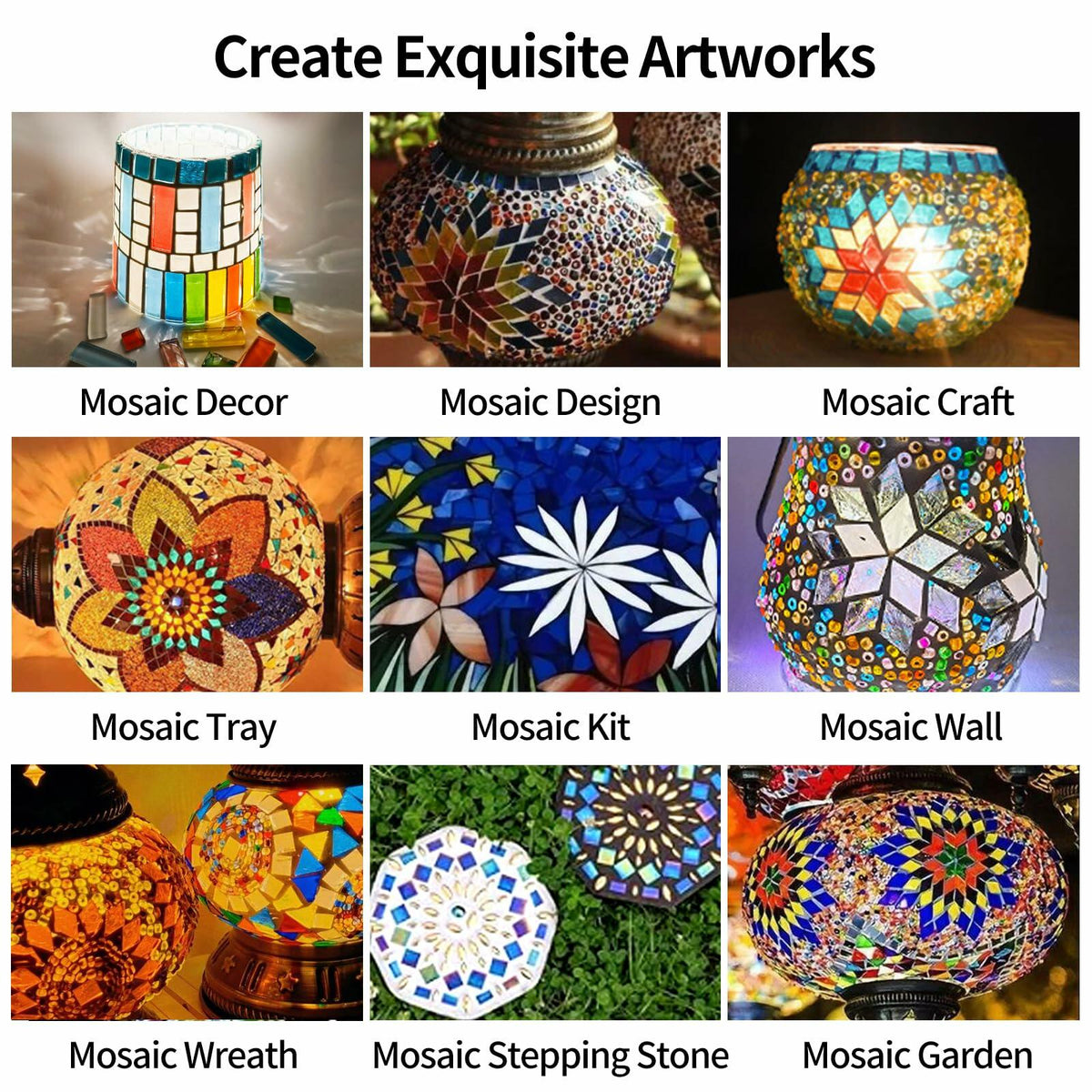 VARIART Azulejos de vidrio tipo mosaico, pétalos grandes, arcoíris, 120 piezas, 1.1 libras