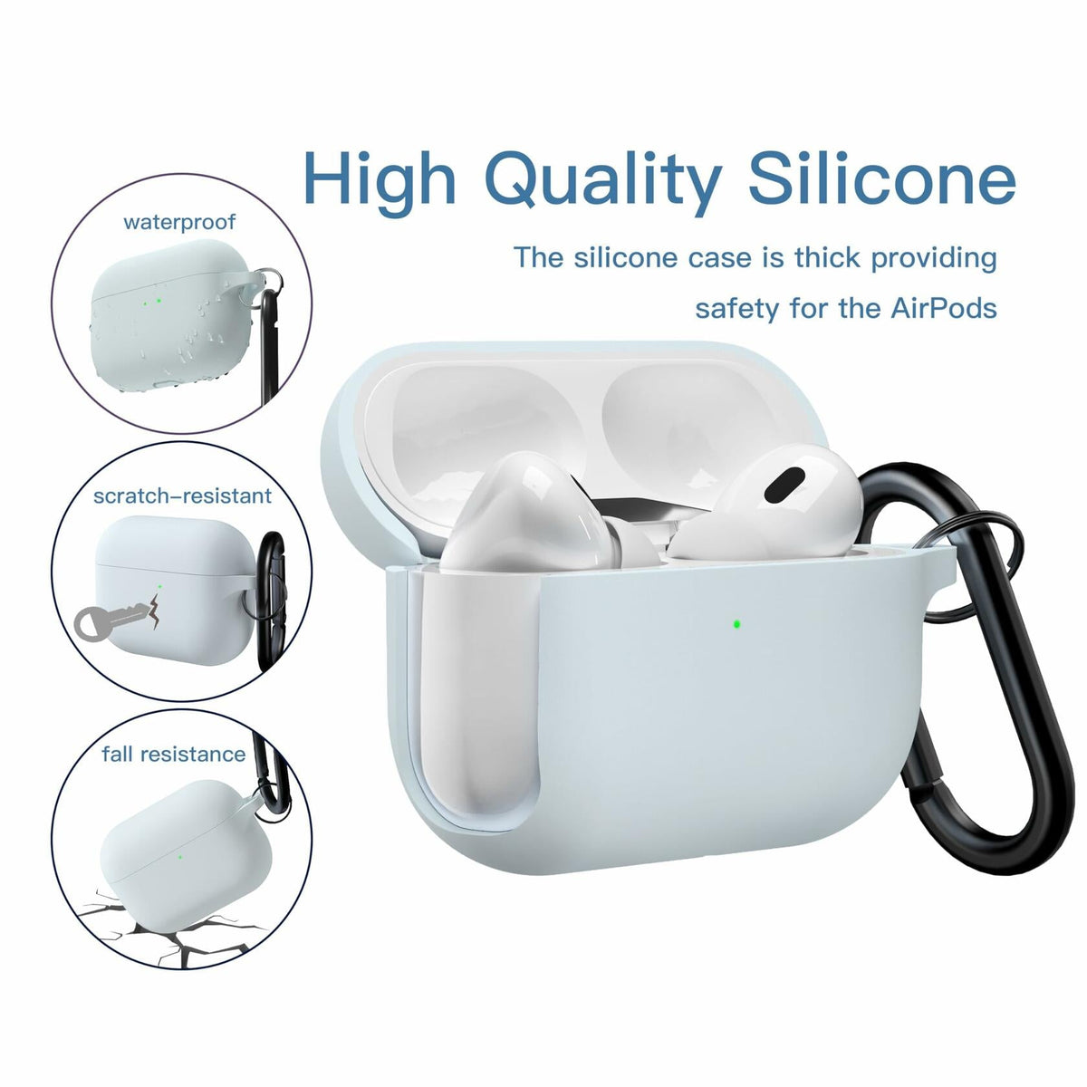 Funda de silicona Brujula para AirPods Pro 3.ª generación 2025 Gris Azul