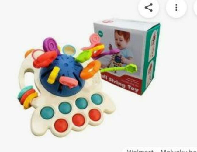 Juguete Montessori de cuerda de silicona para bebé Thremhoo, juguete multicolor rojo y azul para niños pequeños