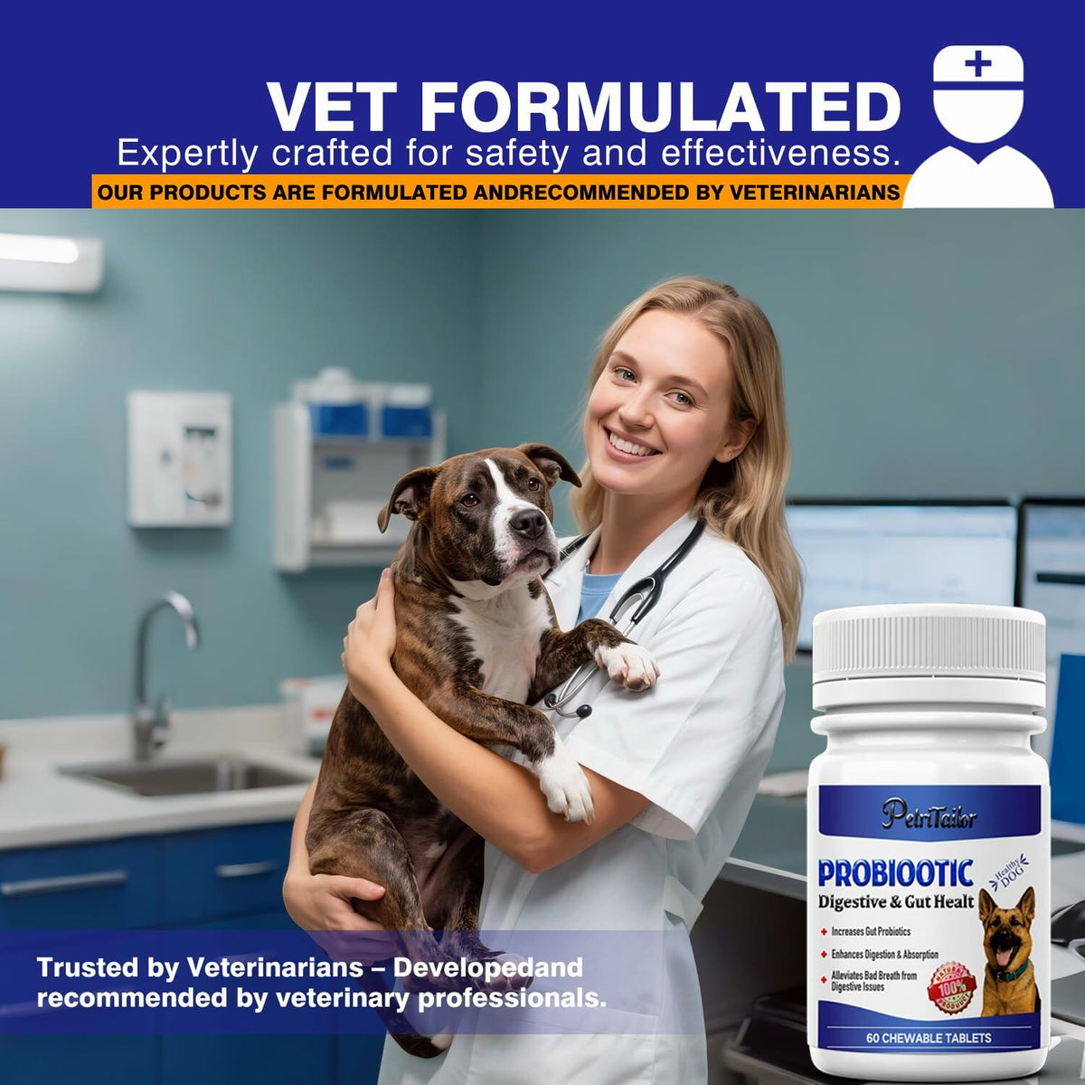 Suplemento probiótico PetriTailor Pro con enzimas digestivas y prebióticos para perros