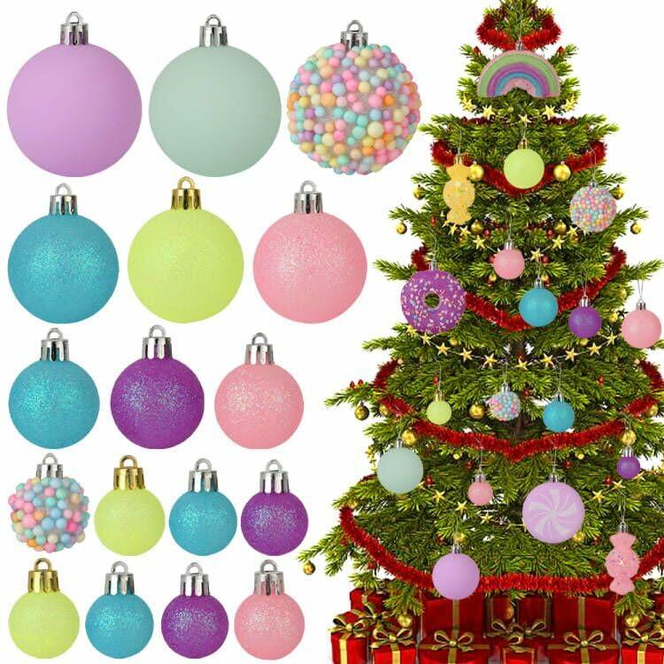 Juego de 40 adornos navideños para árbol ROSELEAF, irrompibles, color rosa, morado y verde