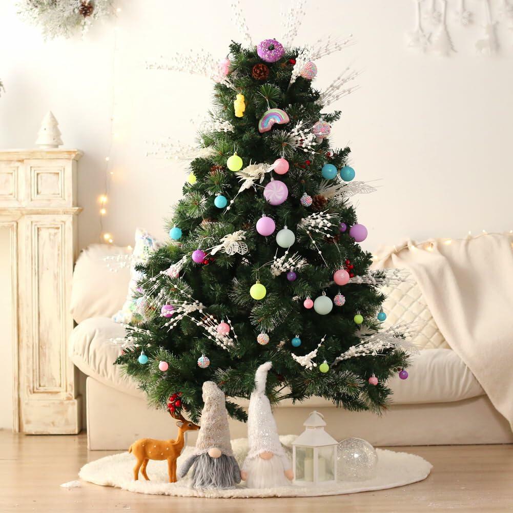Juego de 40 adornos navideños para árbol ROSELEAF, irrompibles, color rosa, morado y verde