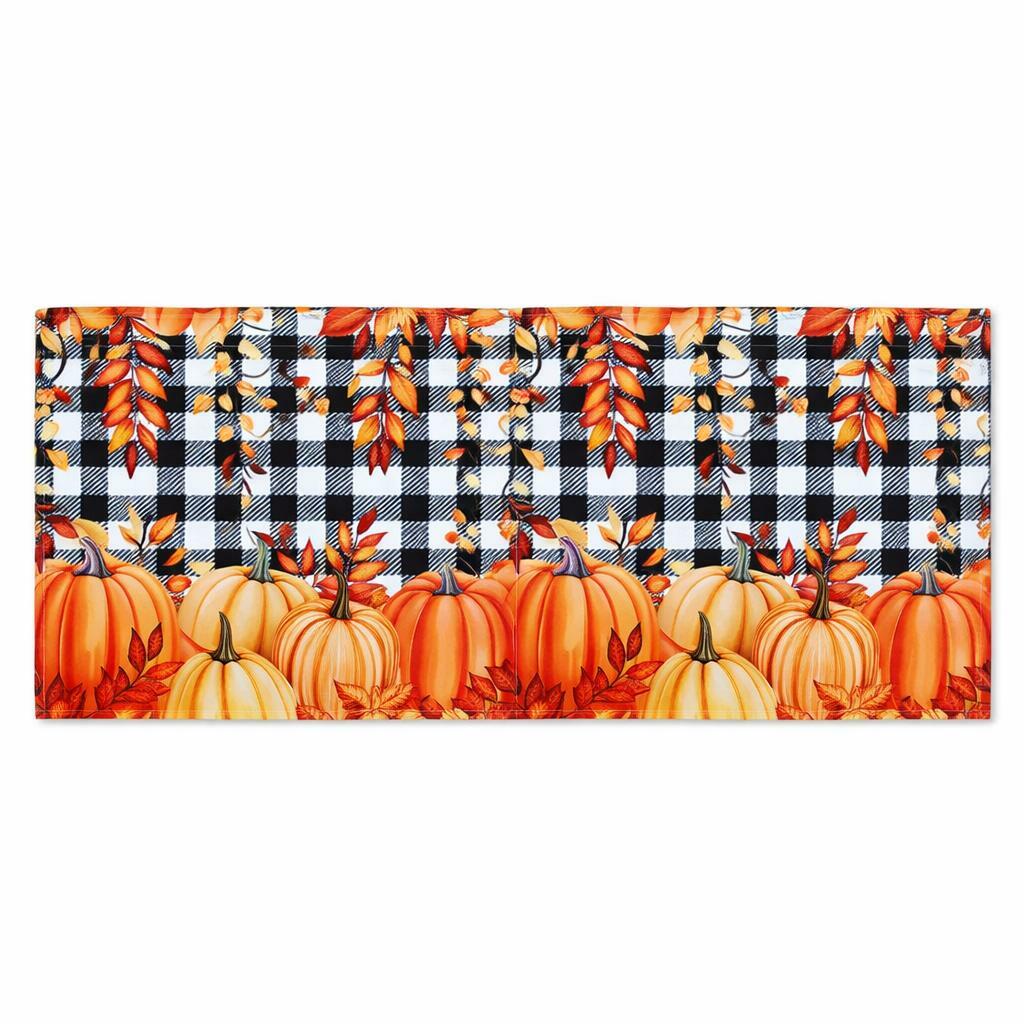 Camino de mesa de otoño a cuadros con calabazas Miss Adola, 13x72, decoración de girasol