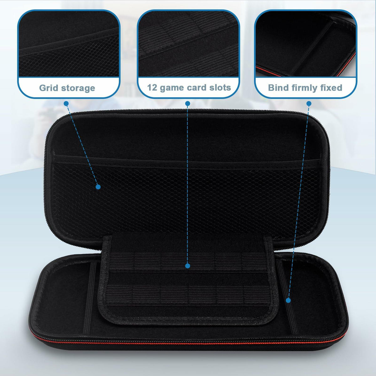 VGBUS Hard Carrying Case for Nintendo Switch 2 2025 Black Nylon Pockets