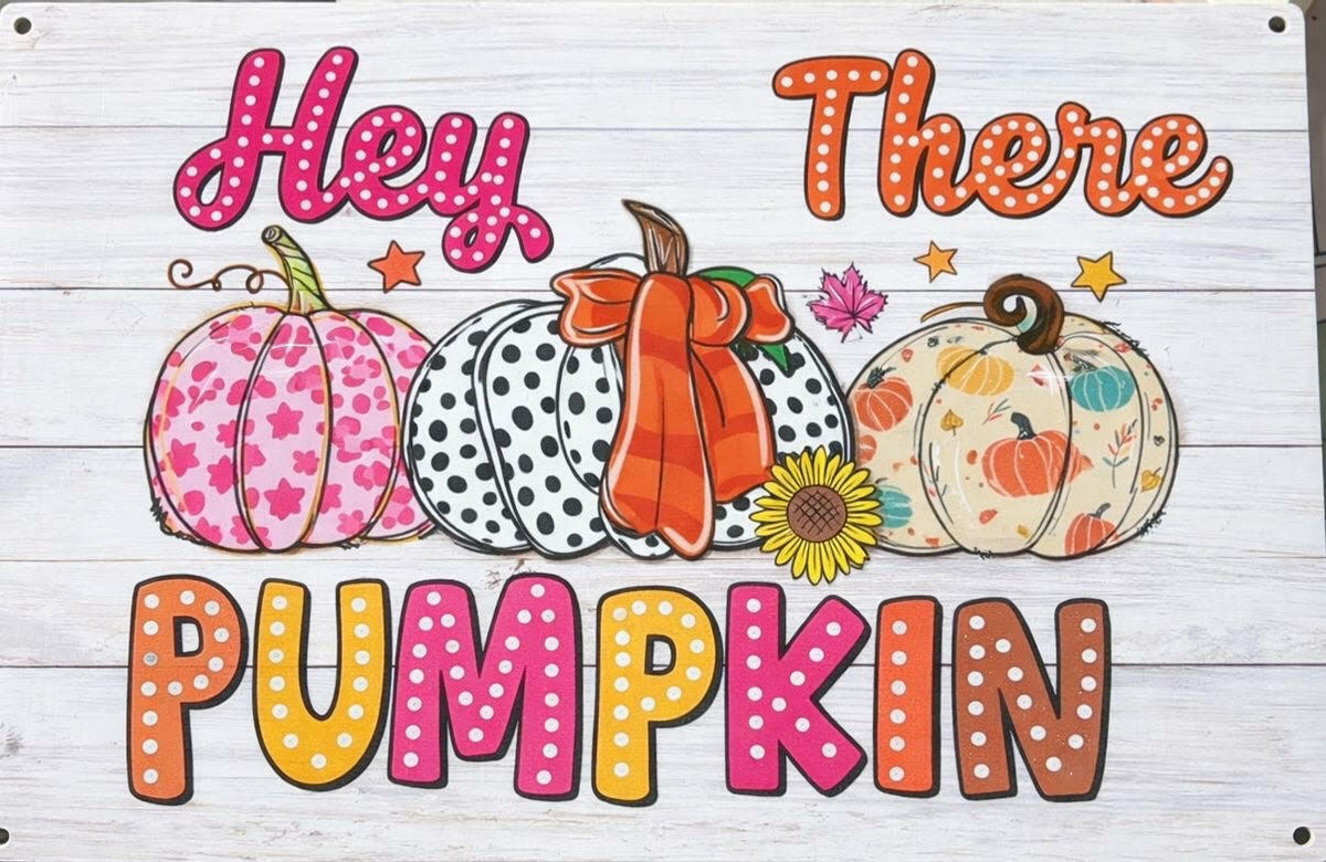 BELLOWDEER Letrero colgante de madera rústica "Hey There Pumpkin" decoración de otoño 8x10 pulgadas