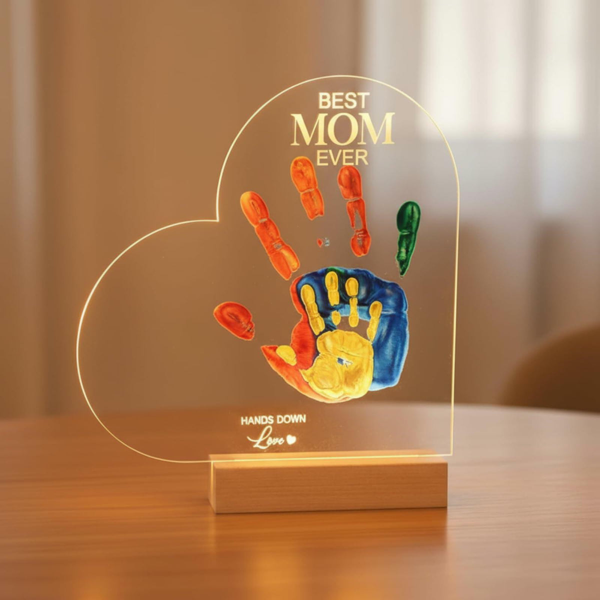 Chunful El mejor kit de huellas de manos DIY para mamá con 6 pinturas, luz nocturna multicolor