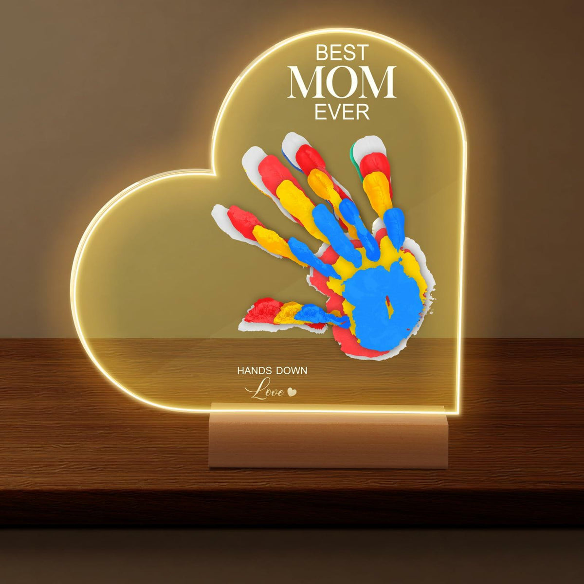 Chunful El mejor kit de huellas de manos DIY para mamá con 6 pinturas, luz nocturna multicolor
