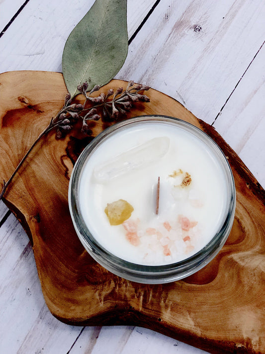 Organic Space Clearing Intention Candle With Crystal Salt
