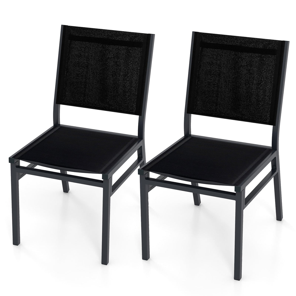 Outdoor Dining Chairs with Breathable Seat and Backrest for Backyard Porch Poolside