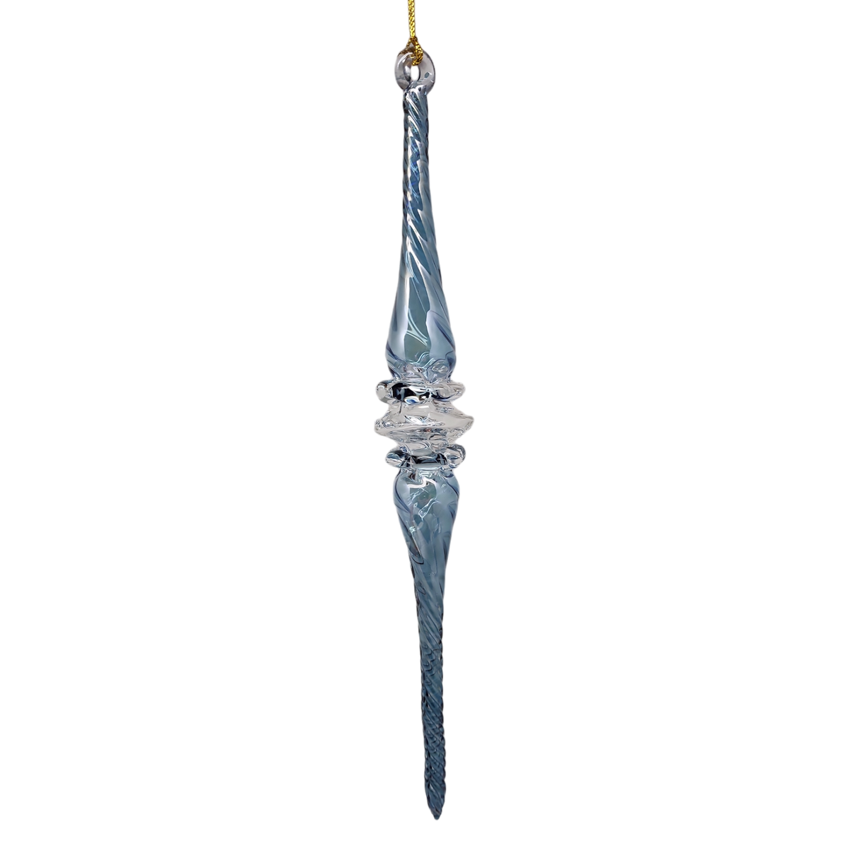 Frosted Blue Swirl Spire Ornament