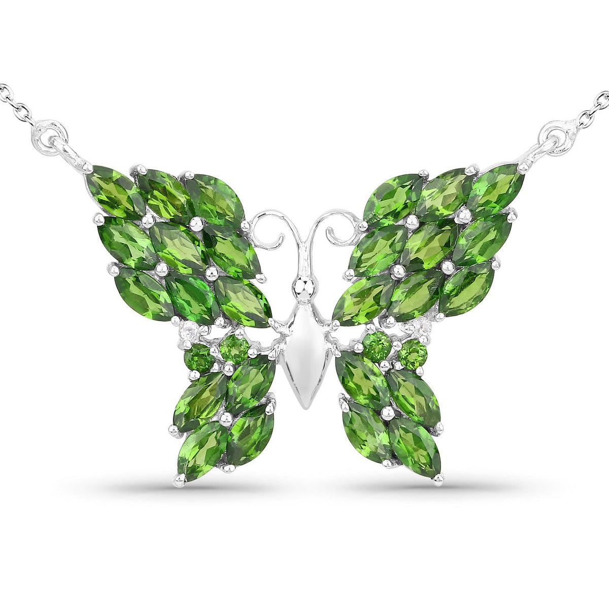 4.88 Carat Genuine Chrome Diopside and White Topaz .925 Sterling Silver Pendant