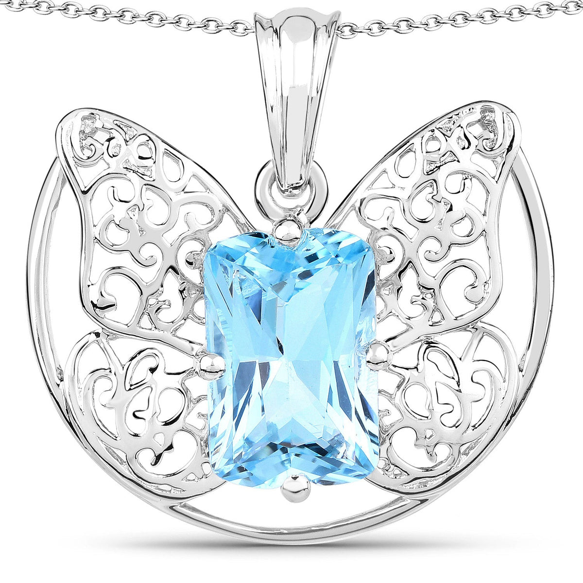 11.10 Carat Genuine Swiss Blue Topaz .925 Sterling Silver Pendant