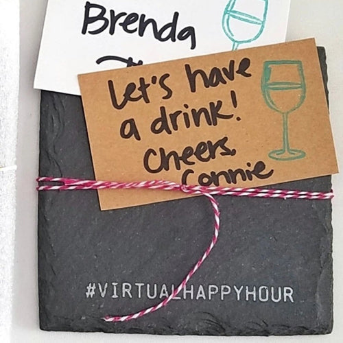 Drinking Alone Slate Coaster Premium Artisan Natural USA Slate Coaster With Cork Feet