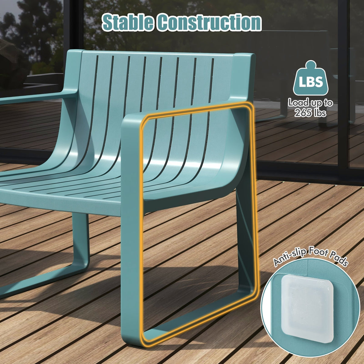 Patio Chairs Set of 2 with Curved Backrests and Seats